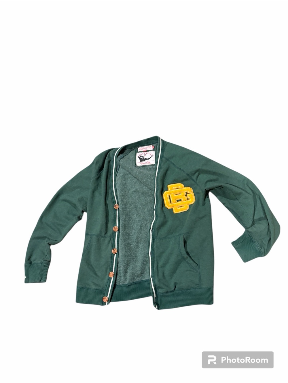 Vintage Letterman-Style Women’s Green Bay Packers sweater with Yellow Patch